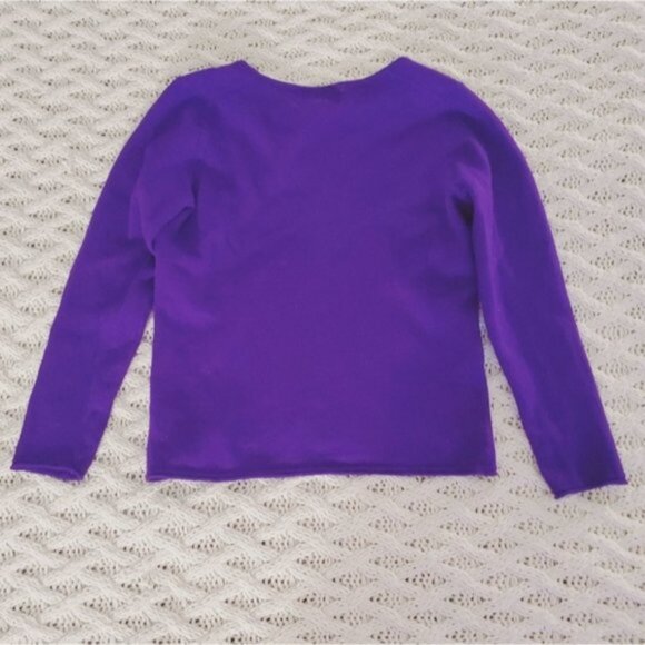 Ellen Tracy 100٪ Extra Fine Merino Wool Deep Purple Knit V neck Sweater (XS fit) - Picture 4 of 13